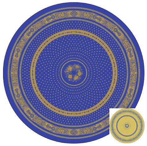 French Jacquard tablecloth Teflon(Marat d'Avignon/Bastide.Blue)